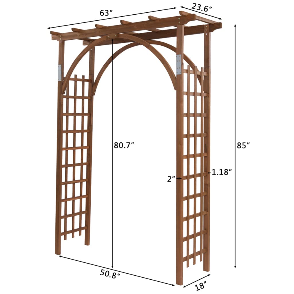 Wooden Wedding Arch, Wooden Pergola, Photo Booth Backdrop Stand, Garden Trellis Archway for Weddings, Parties, Indoor, Outdoor, Backdrops Decorations (63" L x 24" W x 85" H) - WoodArtSupply