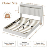 IDEALHOUSE Queen Floating Bed Frame with LED Lights and Storage Headboard, Bed Frame with Modern Minimalist Style for Bedroom/Vacation Home,Silent & No Box Spring Required,Easy to Assemble,White IDEALHOUSE