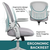 Smug Home Office Chair Ergonomic Desk Chair Mesh Computer Chair Modern Height Adjustable Swivel Chair with Lumbar Support/Flip-up Arms, Grey SMUG