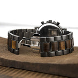 BOBO BIRD Mens Wooden Watches Business Casual Wristwatches Stylish Ebony Wood & Stainless Steel Combined Chronograph BOBO BIRD