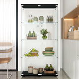 FYSHERAN Black Curio Glass Cabinet with 4 Shelves for Collectibles FYSHERAN