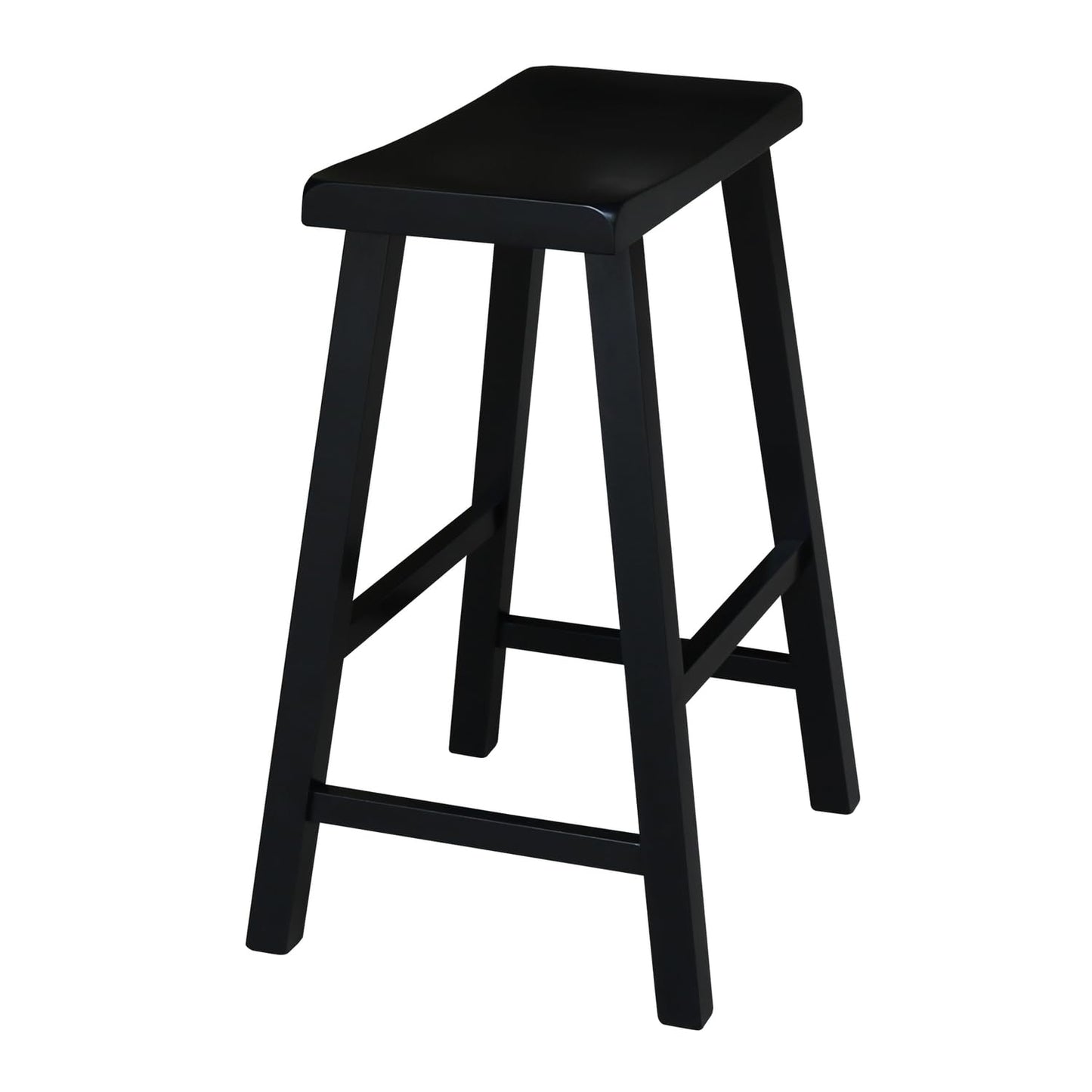 International Concepts 24-Inch Saddle Seat Barstool, Aged Black - WoodArtSupply