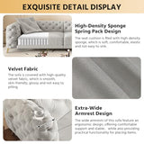 Tabaray 97.7'' Pull Out Sofa Bed King, Chesterfield Velvet Sleeper Sofa, Convertible L-Shaped Futon Couch, Tufted Back, Ottoman, Deep Seat Loveseat Couches for Living Room, Apartment, Light Gray Tabaray