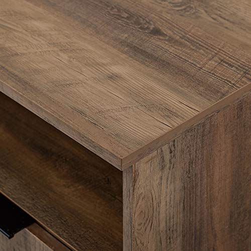 Walker Edison Angled Door Cabinet-Sideboard-Buffet with Open Shelf Storage, 58, Rustic Oak Walker Edison