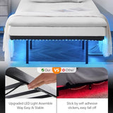 VINGLI Twin Floating Bed Frame Set of 2 with USB Charging Station/LED Lights, 14'' Platform Bed Frame Twin Size Heavy Duty Metal Bed, No Box Spring Needed,Black VINGLI