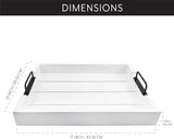 AuldHome Rustic Wood Serving Tray (White); Wooden Farmhouse Shiplap Decorative Ottoman Tray with Black Metal Handles, 16.75 x 12.75 Inches AuldHome Design
