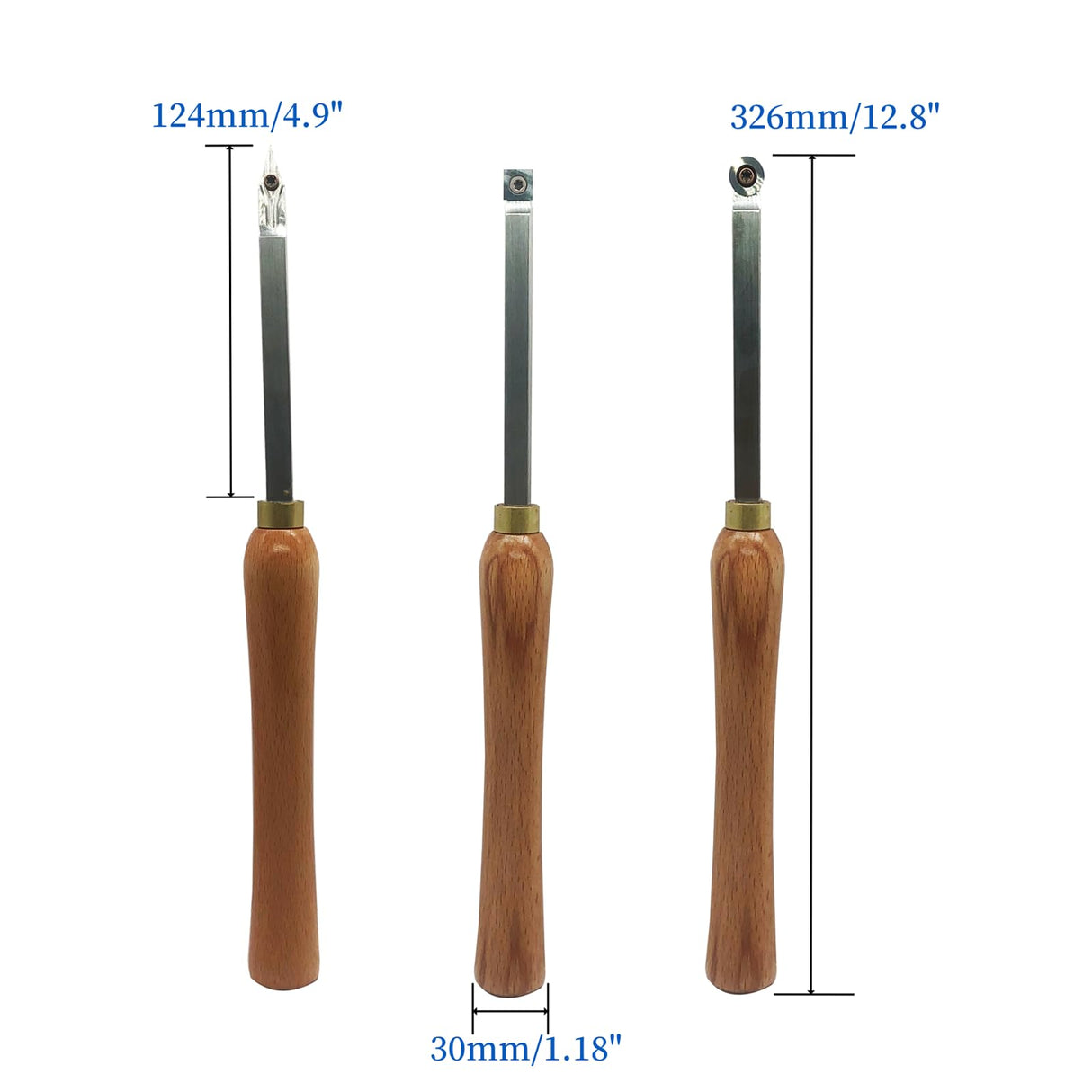 ASZLBYM Woodturning Carbide Lathe Tools, Wood Turning Tool Set of 3 Rougher Detailer Finisher Carbide Lathe Tools for Woodturning ASZLBYM