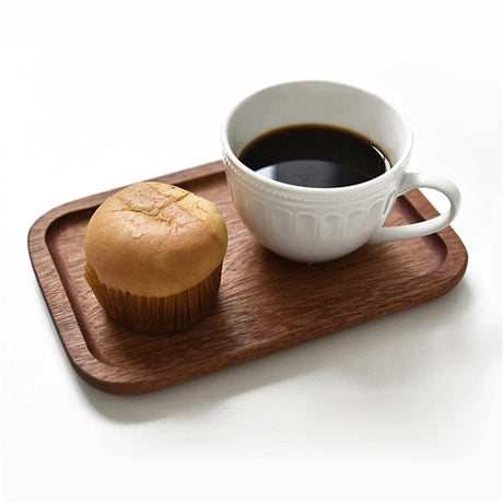 Linwnil 2 Pack Solid Wood Serving Platters and Trays of Natural Wood with Edge,Rectangular Avoid Sliding and Spilling Food (Walnut Trays x 2Pack) Linwnil