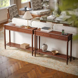 Console Table for Entryway with Charging Station,Retro Entryway Table with 2 Drawers-Easiest Assembly,Sofa Table with Bottom Shelf,Narrow Long Couch Table Behind Sofa for Living Room,Foyer (Walnut) STO'SENSE