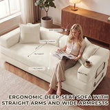 GRUSIGN 78 Inch Convertible Sofa Bed, 5-in-1 Futon Sofa Bed Pull Out Couch, Boneless Couch Bed for Living Room, Corduroy Boneless Couches for Bedroom, Apartment, No Assembly Sleeper Sofa Bed, Beige GRUSIGN