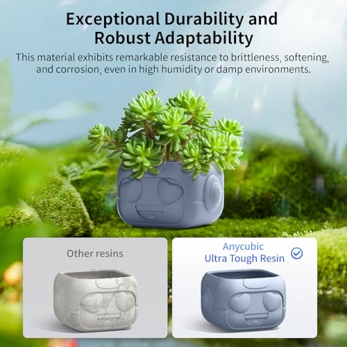 ANYCUBIC Ultra Tough Resin, 3D Printer Resin with Strong Impact Resistance and High Flexibility, Suitable for Direct Use or as an Additive, Wide Compatible for LCD Resin 3D Printers (Grey, 1kg) ANYCUBIC