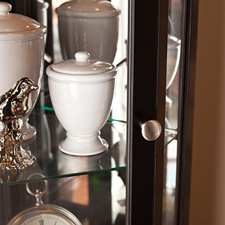SEI Furniture Essex 2-Tier Corner Adjustable Glass Shelves Curio Cabinet, Black SEI Furniture