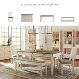 Signature Design by Ashley Bolanburg Farmhouse Rectangular Dining Table, 3 Drawers On Each Side, Seats 6, Wood, 71.88" W x 39.88" D x 31.13" H, Whitewash Signature Design by Ashley