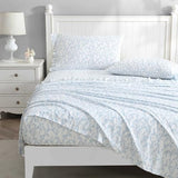Laura Ashley - Twin XL Sheet Set, Crisp & Cool Cotton Percale Bedding with Deep Pockets, Lightweight for Year Round Comfort, Bed Sheets with Matching Pillowcase (Victoria Blue) Laura Ashley