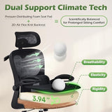 AreShark Office Chair Ergonomic Desk Chairs with Adjustable Lumbar Support& Headrest Hanger, High Back Breathable Mesh Chair with Wheels, Rolling Swivel Comfy Task Computer Chair for Home Work Gaming AreShark
