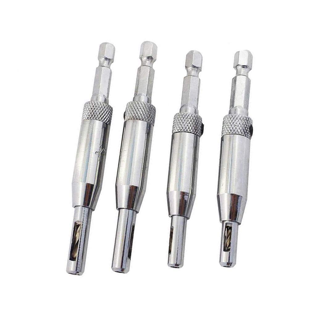 Eyech 4Pcs HSS Door Window Cabinet Self Centering Hinge Drill Bits Set Center Hinge Drill Bit Mill Tool for Opening Hole-5/64 Inch 7/64 Inch 9/64 Inch 11/64 Inch Eyech