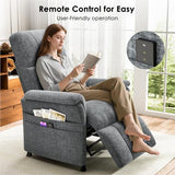 AMADA HOMEFURNISHING Power Recliner Chair for Adults, Adjustable Modern Chenille Reclining Chair with Side Pockets, Remote, Footrest, Thick Seat Cushion for Home Theater, Living Room, Bedroom & RV