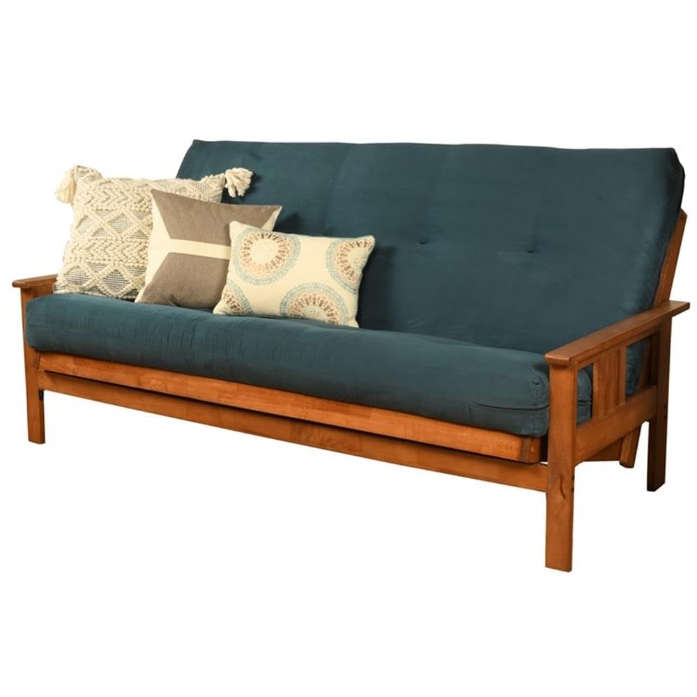 Pemberly Row 7" Full Size Futon Mattress Replacement, Suede Fabric Sleeper Sofa Bed Mattress, Cotton and Foam Construction, Black-Frame Not Included Pemberly Row