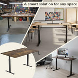 Mount-It! Hand Crank Standing Desk with 55" One-Piece Oak Pattern Tabletop | Manual Adjustable Desk, Smooth Hand Crank Sit-Stand, One-Piece Seamless Surface, 132 lb, Black Frame Mount-It!