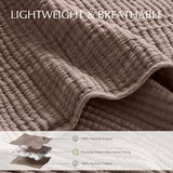 EVERGRACEHOME Cotton Coverlet Set Full Queen Size 3 Pieces, Lightweight Soft Ribbed Matelassé Bedspread Quilt Set, Cozy Oversized Quilted Bedding Set with 2 Pillow Shams for All Seasons, Mocha Brown EVERGRACEHOME