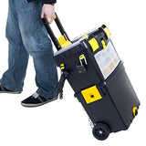 Portable Toolbox with Wheels - Stackable Tool Chest with Drawers - Mobile Utility Cart with Comfort Grip Handle and Tough Latches by Stalwart (Black) Stalwart