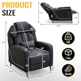 TPHORK Gaming Recliner Chair with Footrest, Push-Back Reclining Gaming Chair with LED Lights, Lumbar Pillow & Side Pockets, Ergonomic Gaming Sofa for Game Room, Home Theater, Man Cave (Black)