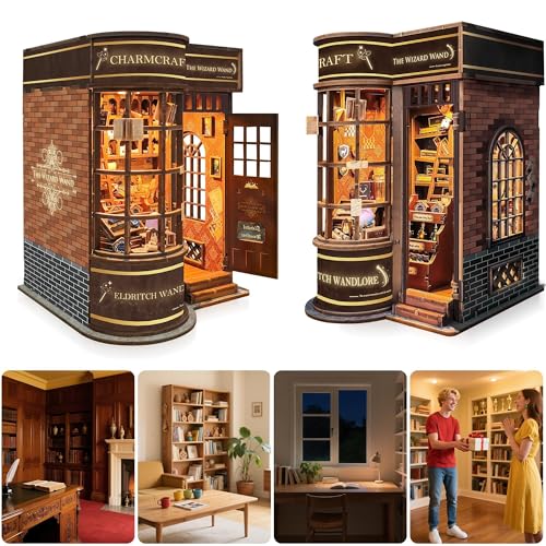 Book Nook Kits for Adults: SUNNINO Book Nook Kit Model Kits Craft Kits for Adults - DIY Miniature Doll House Kit for Bookshelf Booknook Tiny House with Sensor Led Light