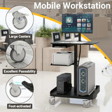 Natwind Mobile Workstation Cart with Monitor Mount, Height Adjustable Rolling Computer Desk with Cable Management Tidy, Heavy-Duty Standing Desk with CPU Holder for Office, School, Medical, Workshop Natwind