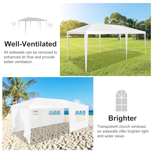 HOTEEL 10x20 Canopy Tent with Removable Sidewalls, White Tents for Parties Outdoor Party Tent Waterproof & UV Protection for Gazebo Shelter Carpas Wedding Events BBQ Hoteel