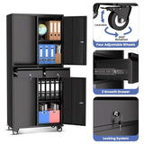 Garvee Metal Storage Cabinet, 73 Inch Garage Storage with Locking Doors and Adjustable Shelves, Heavy Duty Tool Cabinet with 2 Drawers Garvee