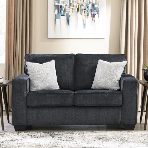 Signature Design by Ashley Altari Modern Loveseat with 2 Accent Pillows, Dark Gray Signature Design by Ashley