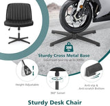 OLIXIS Criss Cross Legged Chairs Armless No Wheels Wide Seat Height Adjustable Swivel Padded PU Leather Home Office Desk Seating for Bedroom, Student, Study Room OLIXIS