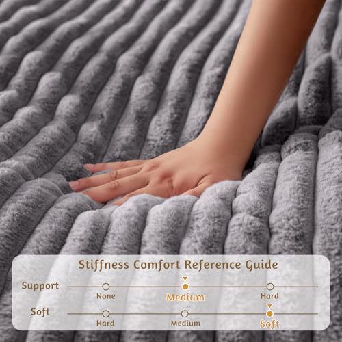 YOSHOOT 6 Inches Futon Mattress Full Size, Thick Futons Sofa Bed Couch, Floor Mattress for Adults, Shredded Foam Filling(Frame Not Included), Medium Firm, Grey YOSHOOT