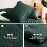 CozyLux Full Size Comforter Sets with Sheets Seersucker 7 Pieces Forest Green Bed in a Bag Textured Luxury Soft Bedding Set with Down Alternative Comforter, Sheets, Pillowcases & Shams for All Seasons CozyLux