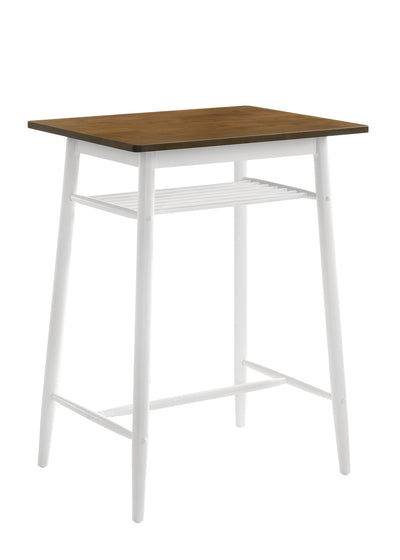 42 inch Modern Bar Table, Wood Pub Table, Rectangular Counter Height Table with White Wooden Legs for Dining Room, Kitchen, Living Room, Walnut Brown