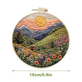 Eforcase Embroidery Starter Kit for Adult Beginner with Landscape Tree Mountain River Floral Nature Scenery Pattern Cross Stitch Hand Embroidery Set DIY Cross Stitch Kits with Hoops Needles Threads