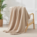 100% Cotton Blanket Large 50"x 70", 6 Layers Muslin Blankets, Cooling and Soft Throw Blanket for Bed and Couch, Breathable Quilt Bedspread, Gauze Bedding for Adults, Oatmeal, Beige Linen Kozyhvn