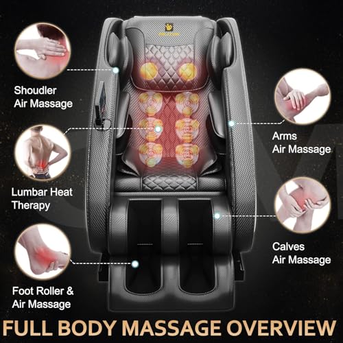 BILITOK Massage Chair Recliner with Zero Gravity with Full Body Air Pressure, Speaker and Blue-Tooth Connection, Easy to Use at Home and in The Office BILITOK