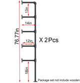 (77"Tall,14"Deep,2pcs) Industrial Retro Wall Mount Iron Pipe Shelf,DIY Open Bookshelf,Hung Bracket,Home Improvement Kitchen Shelves,Tool Utility Shelves, Office Shelves, Pipe Shelving FOF FRIEND OF FAMILY