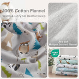 Comfort Spaces Cotton Flannel Sheets Twin Size, Ultra Soft Flannel Sheet Set with 12" Elastic Pocket , Novelty Print Warm Flannel Bedding, Multi Forest Animals 3 Piece Comfort Spaces
