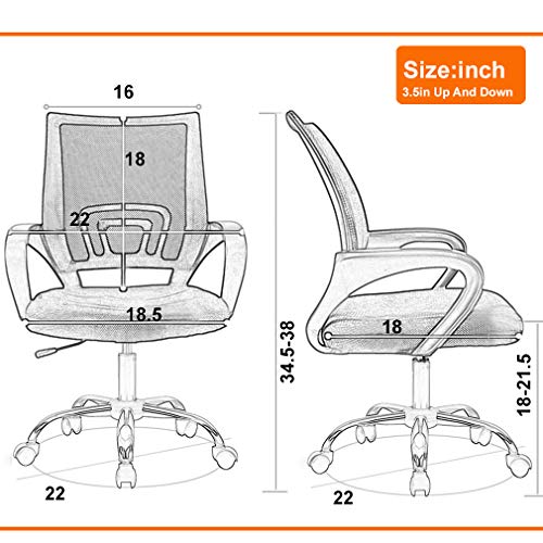 FDW Ergonomic Office Chair Home Desk Chair Task Mesh Computer Chair Gaming with Back Lumbar Support Armrest Modern Swivel Modern Adjustable Rolling Executive Mesh Chair for Women Men (Black) FDW