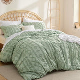 Bedsure Boho Twin Duvet Cover, Soft & Comfortable Elegant Design Boho Bedding for Decoration, Machine Washable Comforter Cover for All Seasons,Includes 1 Duvet Cover & 1 Pillow Sham,Light Green Bedsure