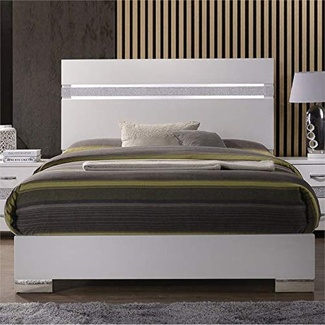 Acme Naima II Wooden King Panel Bed in White ACME Furniture
