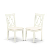 East West Furniture CLC-LWH-C Clarksville Kitchen Dining Chairs - Linen Fabric Upholstered Wood Chairs, Set of 2, Linen White East West Furniture