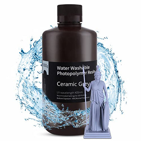 ELEGOO Water Washable 3D Printer Resin, Rapid Resin 405nm LCD UV-Curing Standard Photopolymer Resin for LCD 3D Printer Grey 1000G ELEGOO