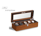 MCGDOO Wood Watch Box with Glass Top and Key Watch Display Case Watch Organizer Watch Cases Watch Storage for Men Women(5 Slots) MCGDOO