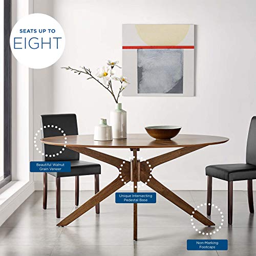 Modway Crossroads 63" Oval Wood Dining Table, Walnut Modway