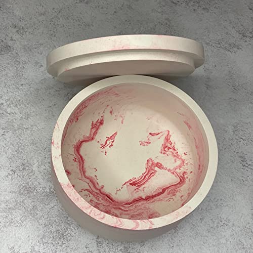 LSLEVA Storage Box with Lids Candle Jar Molds Set, Creative Silicone Candle Vessels Pot Molds, Concrete Round Stripe with Cover Bottle Making Moulds for Storage Candle Holder (A)