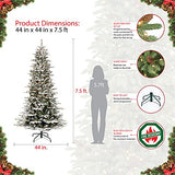 Puleo International 7.5 Foot Pre-Lit Slim Flocked Aspen Fir Artificial Christmas Tree with 450 Clear Lights Puleo International