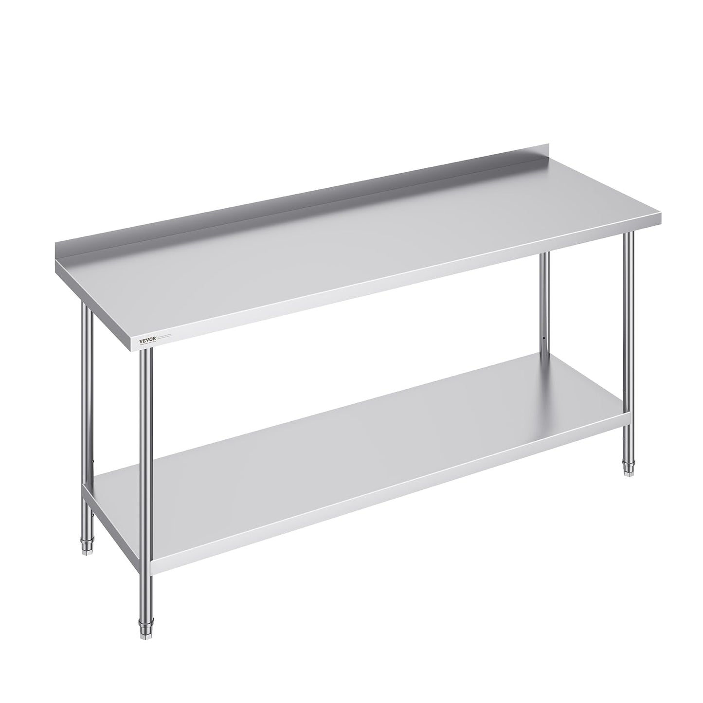 VEVOR 24 x 72 x 36 Inch Stainless Steel Work Table, Commercial Food Prep Worktable Heavy Duty Prep Worktable, Metal Work Table with Adjustable Height for Restaurant, Home and Hotel - WoodArtSupply